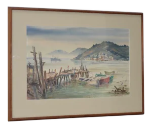 Vintage Sausalito from Belvedere Watercolor c.1960s