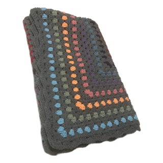 Hand Crocheted Beautiful Soft Granny Square Throw Blanket For Sale