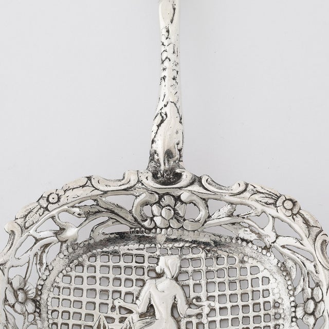 Antique Dutch Silver Bon Bon, Berry, Serving Oval Spoon For Sale In New York - Image 6 of 11