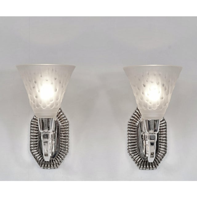 Art Deco French Art Deco Wall Sconces by Capon & Muller Freres 1930 France - A Pair For Sale - Image 3 of 13