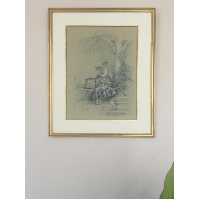 19th Century Eugène Grivaz, with birds, 1890, Gouache For Sale - Image 5 of 6