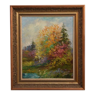 19th Century Autumn Symphony Oil on Board, Framed For Sale