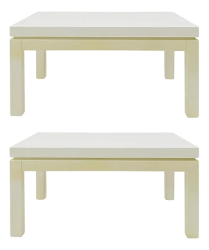 Cream White Lacquered End/Side Tables, Set of 2