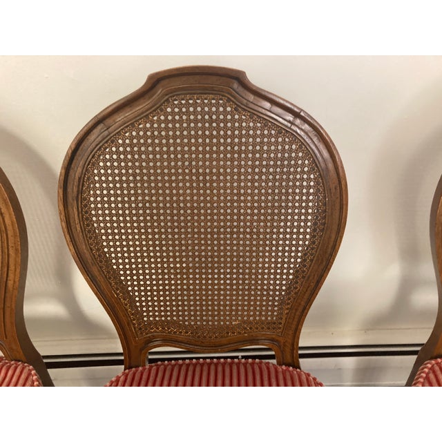 French Provincial 4 Vintage French Louis XVI Style Cane Back Chairs For Sale - Image 3 of 3
