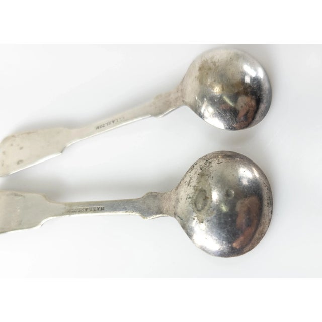 Silver Early 20th Century Pair of Silverplate Sugar or Mustard Spoons by Hall & Elton For Sale - Image 8 of 10