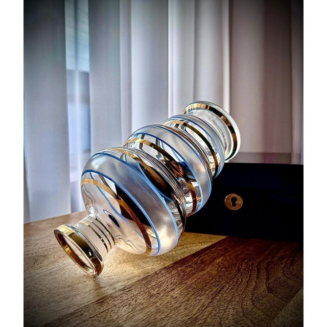 Frosted and Gilt Glass Decanter Set, 1960s, Set of 7 For Sale - Image 13 of 18