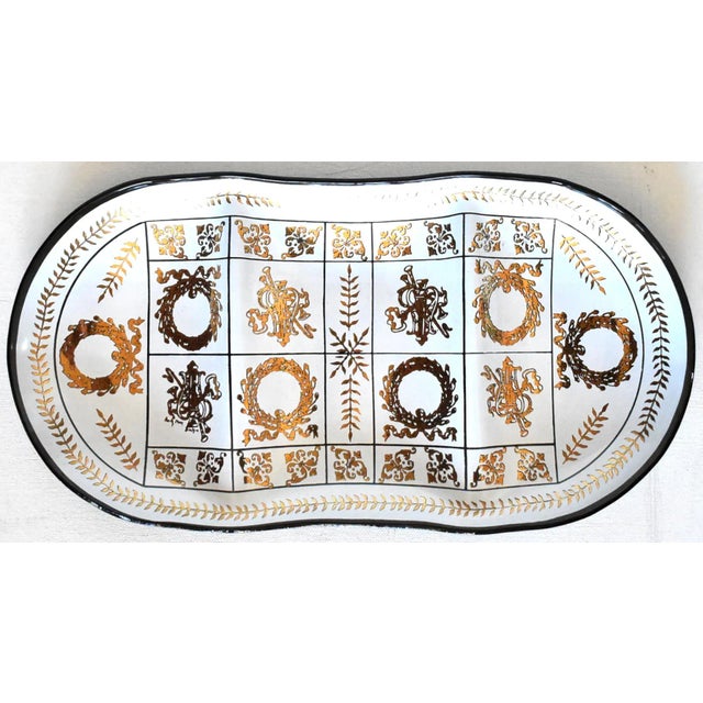 White Mid-Century Neoclassical Briard-Style Partitioned Smoke Glass Tray For Sale - Image 8 of 8