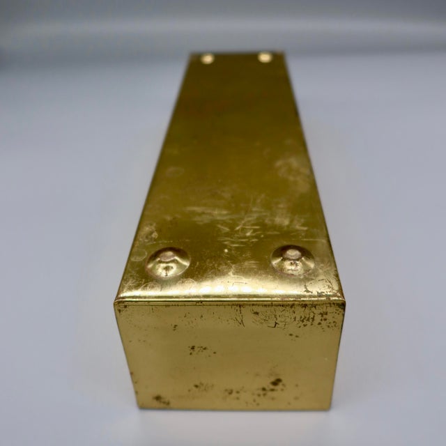 Mid 20th Century Vintage MCM Brass Rectangular Box — Desk Organizer or Planter, Teal-Lined Interior For Sale - Image 5 of 6