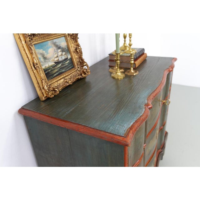 Antique Baroque Danish Green Chest of Drawers, 1730s For Sale - Image 4 of 18