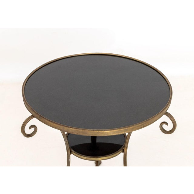 Metal French Empire Style Marble and Brass Gueridon, Pr. For Sale - Image 7 of 8