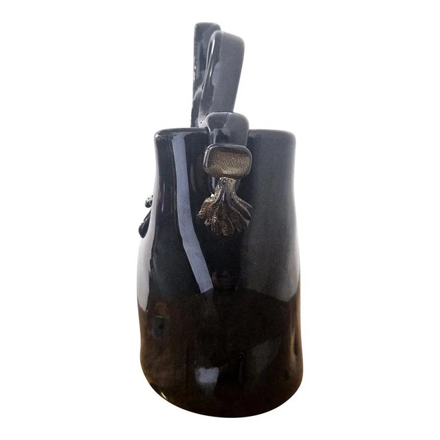 Black Glass Handbag Vase, 1980s For Sale - Image 3 of 7