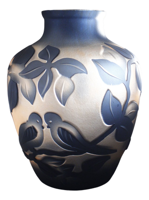 Art Deco French Vase with Birds by De Vianne