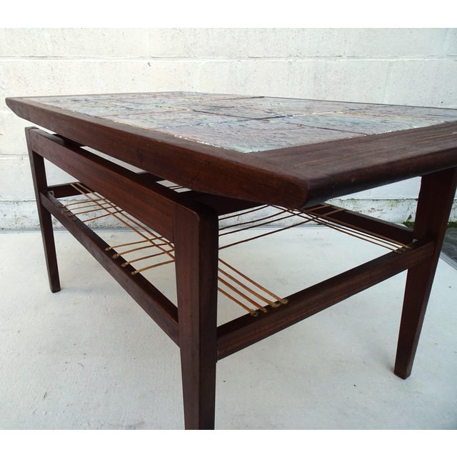 Teak Coffee Table with Ceramic Tiles from Vallauris Lascaux, 1950s For Sale - Image 15 of 18