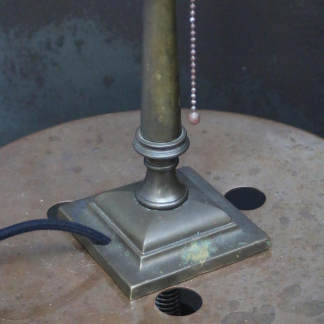 French Art Deco Brass and Frosted Glass Table Lamp, 1920s For Sale - Image 9 of 10