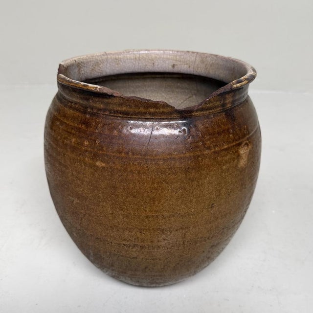 Contemporary Japanese Glazed Earthenware Jar, 1890s For Sale - Image 3 of 13