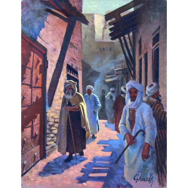 1970s Fortified Castle, Jalal Gharbi Oil on Canvas Painting For Sale - Image 5 of 5