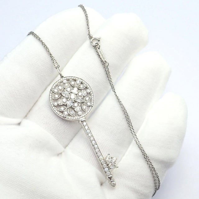 Tiffany & Co Platinum Large Victoria Vine Key Pendant Necklace For Sale - Image 11 of 14