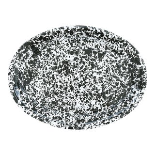 Crow Canyon Home Splatterware, Oval Platter in Black & White For Sale