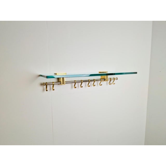 Brass and Glass R14G Wall-Mounted Coat Rack from Peter Ghyczy, 1980s For Sale - Image 9 of 18