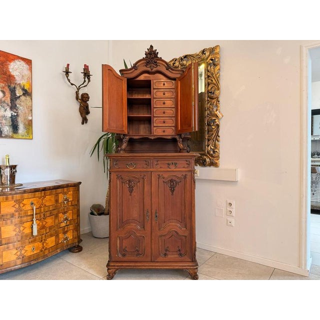 Pipe Baroque Top-Fronted Buffet Cabinet in Oak For Sale - Image 4 of 9