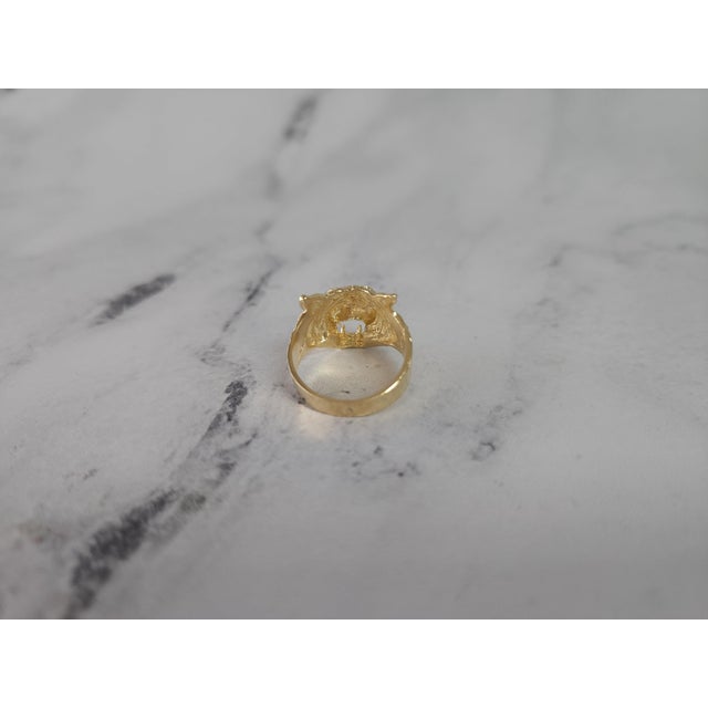 Lion Ring with Diamond Cuts 14k Yellow Gold, Size 6.5 For Sale - Image 4 of 7