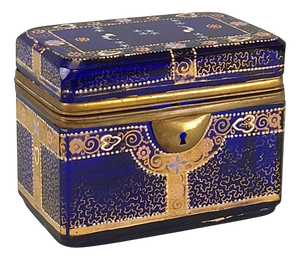 Antique Gilt Enamelled Glass Box, 1800s