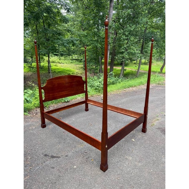 Late 20th Century Statton Furniture Cherry Pencil Post Queen Size Bed For Sale - Image 4 of 14