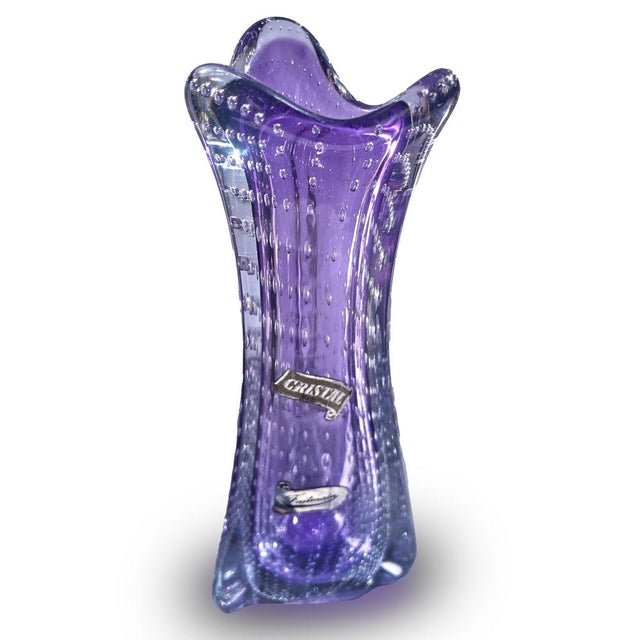 Early 20th Century Early 20th Century Lavender Crystal Art Deco Vase For Sale - Image 5 of 6
