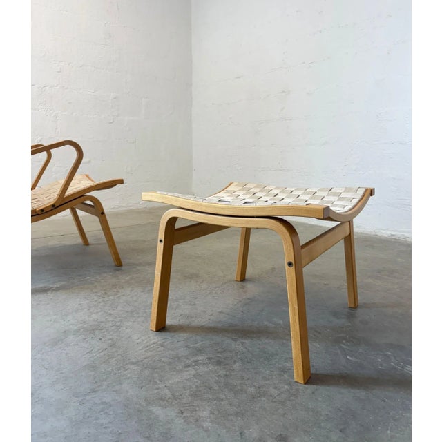 1960s Kvist Møbler “Albert” Armchair & Stool Designed by Finn Østergaard For Sale - Image 4 of 7