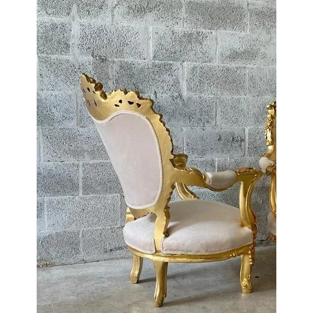 Rococo French Rococo Style Beige Velvet Chair For Sale - Image 3 of 7