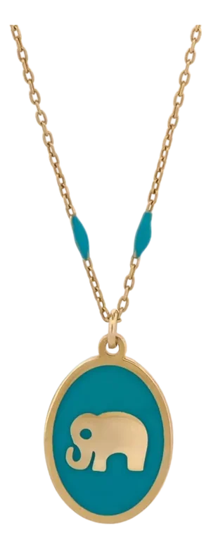 Powerful Lucky Elephant Gold & Turquoise Chain Necklace