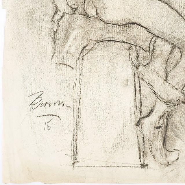 Academic Male Figure Study and Seated Male Nude - Brown C. 1915 For Sale - Image 11 of 18