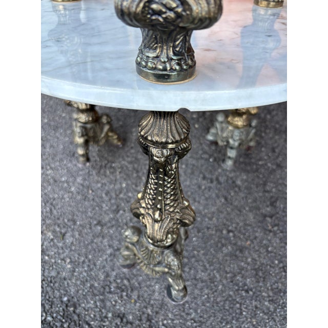 1940’s White Marble Italian Tiered Side Tables - A Pair For Sale - Image 9 of 12