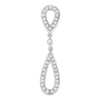 14 White Gold 1/4 cttw Round Cut Diamond Double Tear Drop Pendant Necklace (H-I, I2-I3) For Sale
