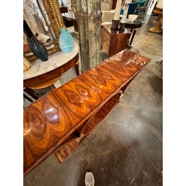 MCM Art Deco Style Black Walnut Console For Sale In Dallas - Image 6 of 9