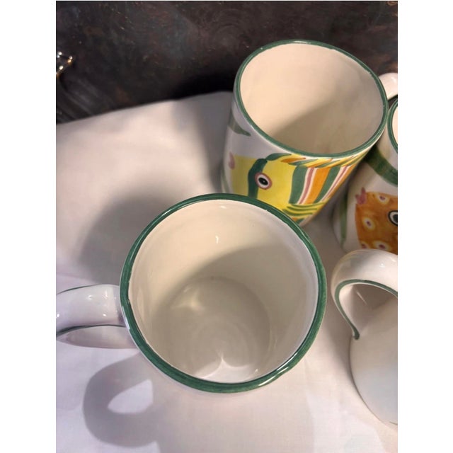 Ceramic Vintage Palmer Smith Italian Pesca Hand Painted Fish Coffee Cup Mugs, Set of 4 For Sale - Image 7 of 9