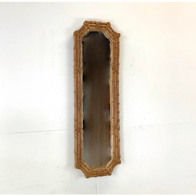 Coastal 1970s Faux Bamboo Wall Mirror – Coastal Bohemian Style For Sale - Image 3 of 11