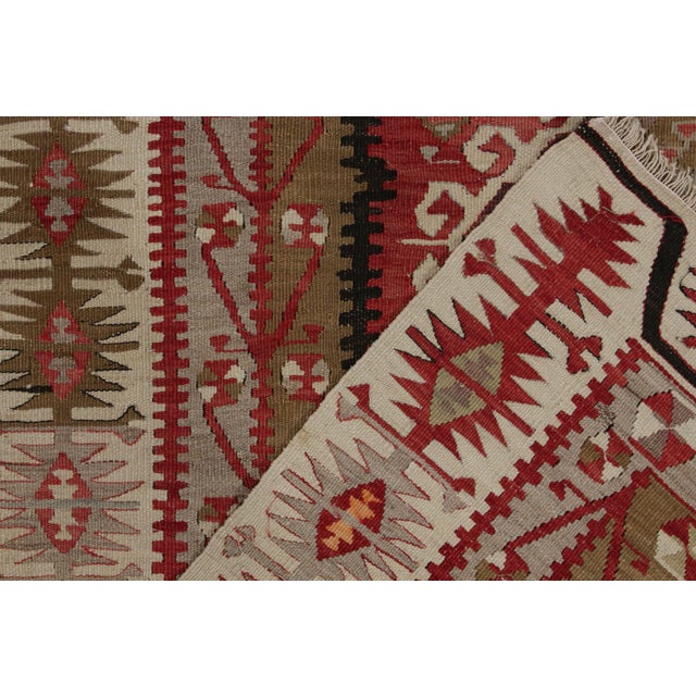 Red Handwoven Vintage Turkish Kayseri Kilim Rug, Red, Beige-Brown Geometric Pattern For Sale - Image 8 of 8