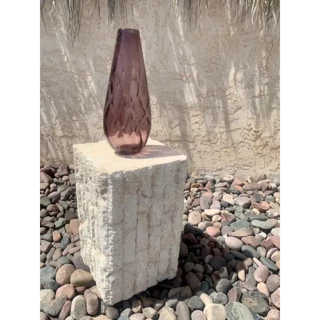 Mid-Century Modern Mid Century Empoli Optic Plum Glass Vase For Sale - Image 3 of 3