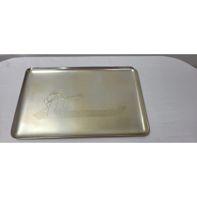 Art Deco 1940s Art Deco Bust Aluminum Tray Barware Server Coffee Table Art Display For Sale - Image 3 of 6