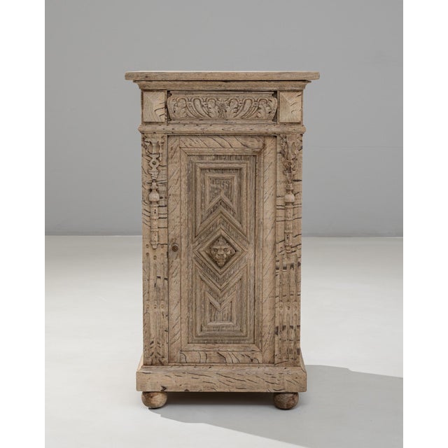 Traditional 1890s French Renaissance Revival Oak Bedside Table With Drawer For Sale - Image 3 of 18