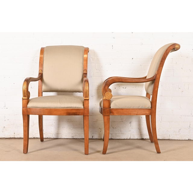 Brown Henredon French Empire Carved Walnut and Giltwood Armchairs, Pair For Sale - Image 8 of 11
