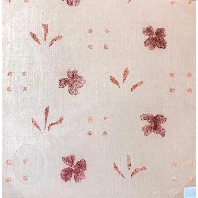Circa 2005 Joanne Seltzer Original Floral Wallpaper Pattern Pastel Drawing For Sale