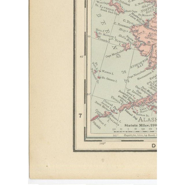 Paper Antique Map of Alaska with Klondike Gold Fields Inset from Rand McNally, 1899 For Sale - Image 7 of 11