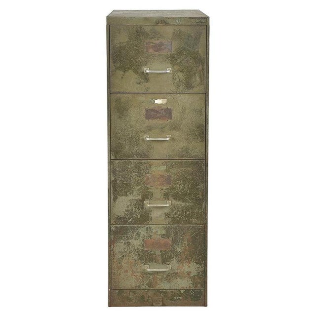 Patinated Metal Filing Cabinet For Sale - Image 3 of 8
