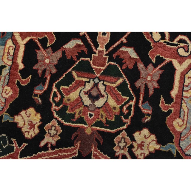 2000 - 2009 Heriz Rug 5’11” X 8’9” Black Wool Vintage Traditional Hand-Knotted Carpet For Sale - Image 5 of 15