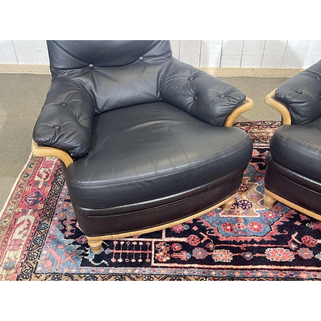 Chairs in Leather and Beech, 1970s, Set of 2 For Sale - Image 14 of 17