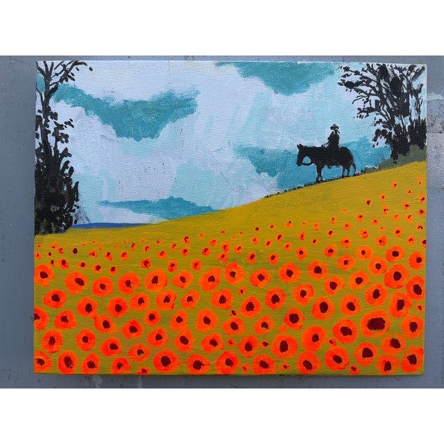 Cowboy Above a Field of Poppies Acrylic Painting by Joseph Christy For Sale - Image 4 of 7