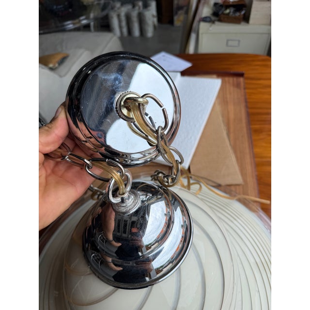 1970’s Italian Murano Glass Swirl Pendant Lamp Attributed to Venini For Sale - Image 12 of 12