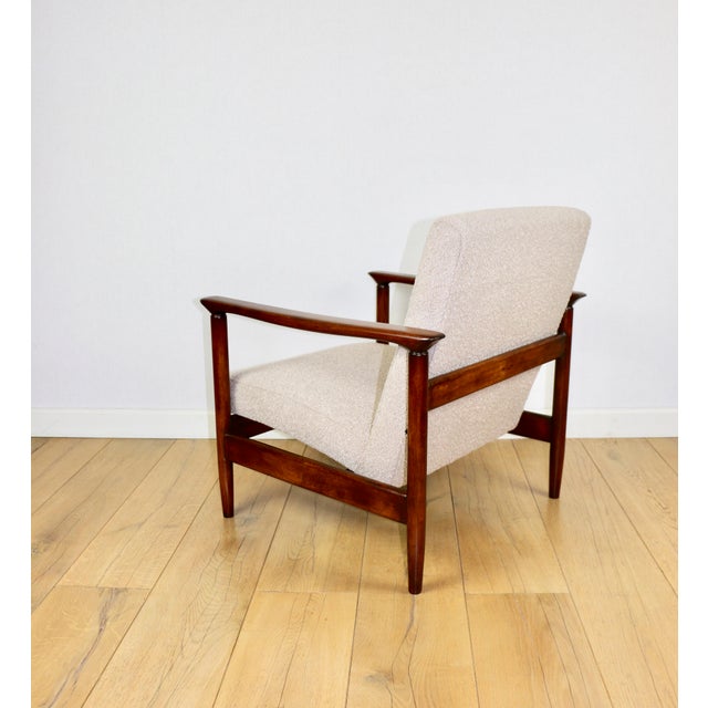 Beige Bouclé GFM-142 Chair attributed to Edmund Homa, 1970s For Sale - Image 4 of 12